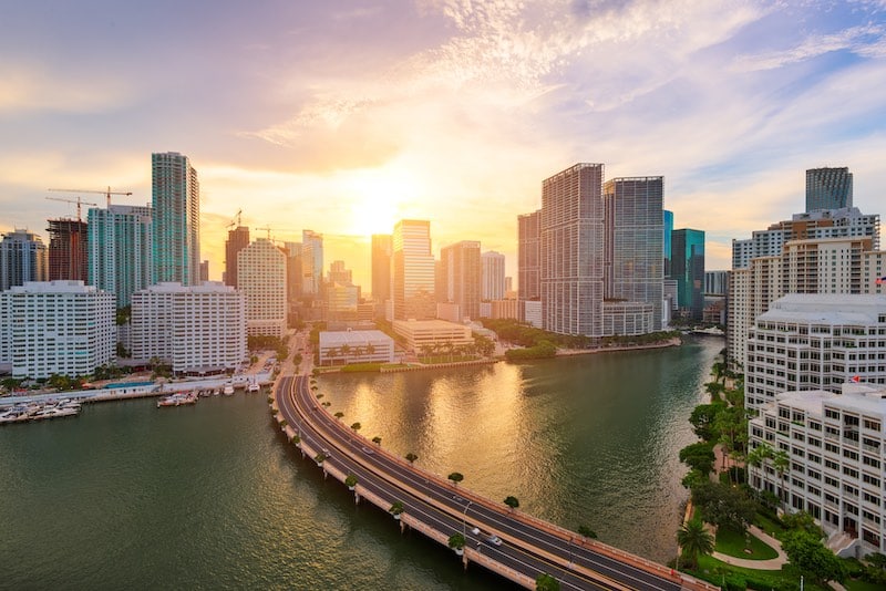 Miami, Florida, USA skyline over Biscayne Bay - VBTec